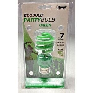 Feit Electric Green Party Bulb CFL 13W 60W Equivalent Ecobulb NIP 8000 Hours